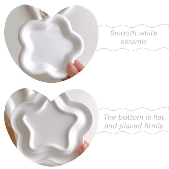 EUC - White Flower Ceramic Jewelry Dish/Trinket Tray - Picture 3 of 7